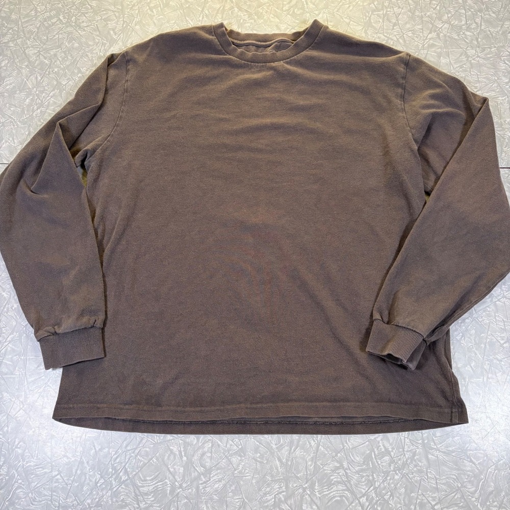 ESNTLS Mens Brown Cotton Hemp Whale Shark Graphic Long Sleeve T-Shirt Size M